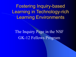 Fostering Inquiry-based Learning in Technology