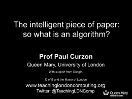 Intelligent paper? Invisible Palming! So what is an algorithm?