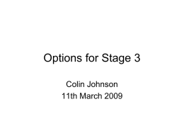 Options for Stage II - School of Computing