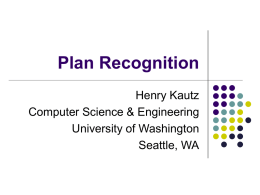 Plan Recognition - Computer Science