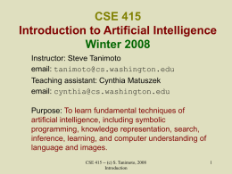 CSE 415 Intro Artificial Intelligence