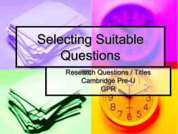 Selecting Suitable Questions