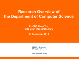 Research @ SOC Vice-Dean (Research)