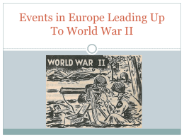 Events in Europe Leading Up To World War II