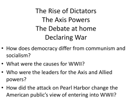 The Rise of Dictators The Axis Powers The Debate at home