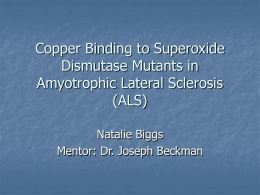 The Role of Copper in Amyotrophic Lateral Sclerosis