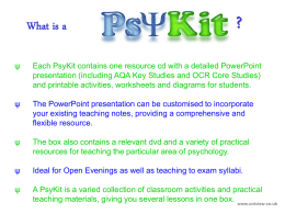User Guide: "What is a PsyKit?"