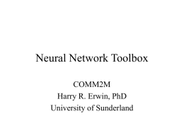 Neural Network Toolbox - University of Sunderland