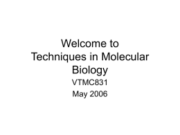 Welcome to Techniques in Molecular Biology