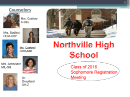 Northville High School Sophomore Registration 2014-2015
