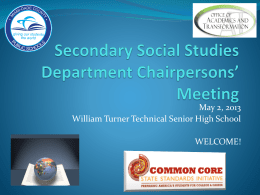 Secondary Social Studies Department Chairpersons’ Meeting