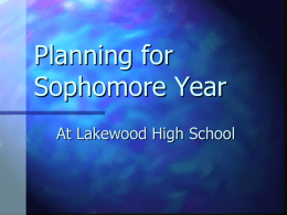 Planning for Sophomore Year