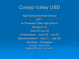 June 20-July 28 - Conejo Valley Unified School District