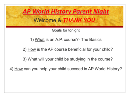 AP World History Parent Night - MsYoungsWHclass