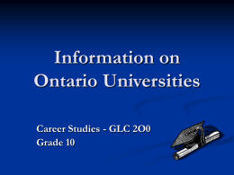 Information on Ontario Universities