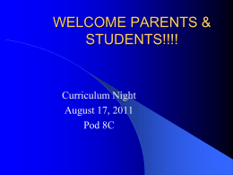 welcome parents & students
