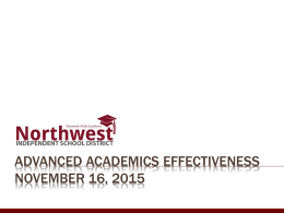 Advanced Academics District Effectiveness Report