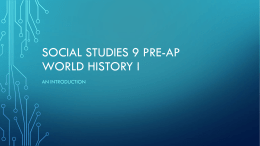 Social Studies 9 Pre-AP World History I
