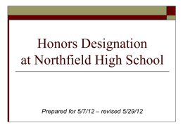 Honors Designation at Northfield High School