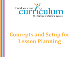 Lesson Plans Concepts And Setup