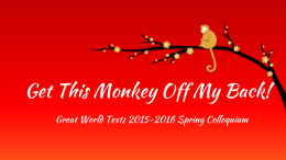 Get This Monkey Off My Back! Great World Texts 2015