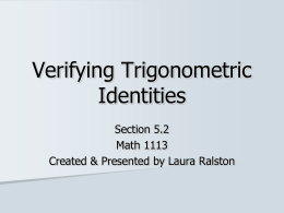 Verifying Trigonometric Identities