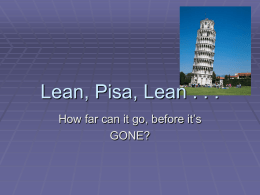 Lean, Pisa, Lean . . .