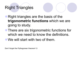 Right Triangles and the Trigonometric Functions