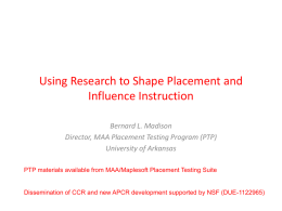 Using Research to Influence Placement and Instruction