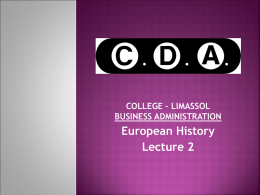 European History Lecture 2