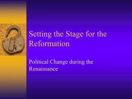 Setting the Stage for the Reformation