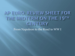 ap euro: review sheet for the midterm on the 19th