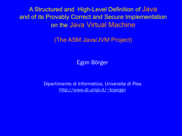 The ASM Java/JVM Project - Dipartimento di Informatica