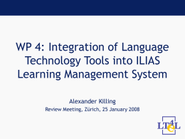 WP1: Integration of language resources in eLearning