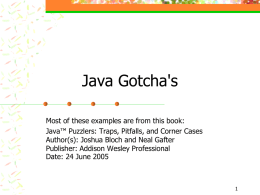 Java Pitfalls - University of Arizona