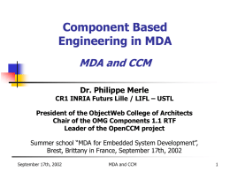 Component based engineering in MDA