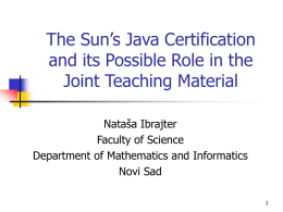 The Sun’s Java Certification and its possible role in the