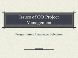 Issues of OO Project Management