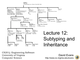 Subtyping and Inheritance - University of Virginia, Department of