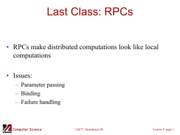 Last Class: RPCs