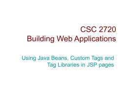 Java Beans, JSP Tags and Tag Libraries