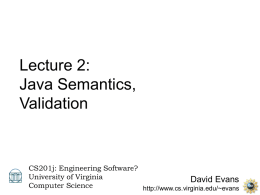 Lecture 2 - University of Virginia, Department of Computer Science