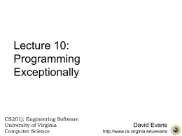 Lecture 10 - University of Virginia, Department of Computer Science