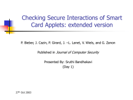 Checking Secure Interactions of Smart Card Applets: extended version