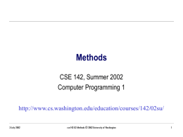 cse142-D2-Methods - University of Washington
