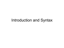 Introduction. Syntax.