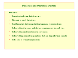 Data Types and Operations On Data