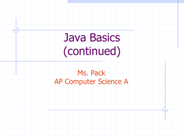 Java Basics - OCPS TeacherPress