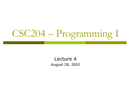 CSC204 – Programming I