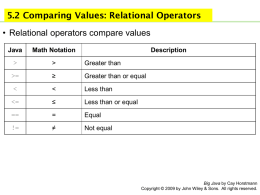 5.2 Comparing Values: Relational Operators